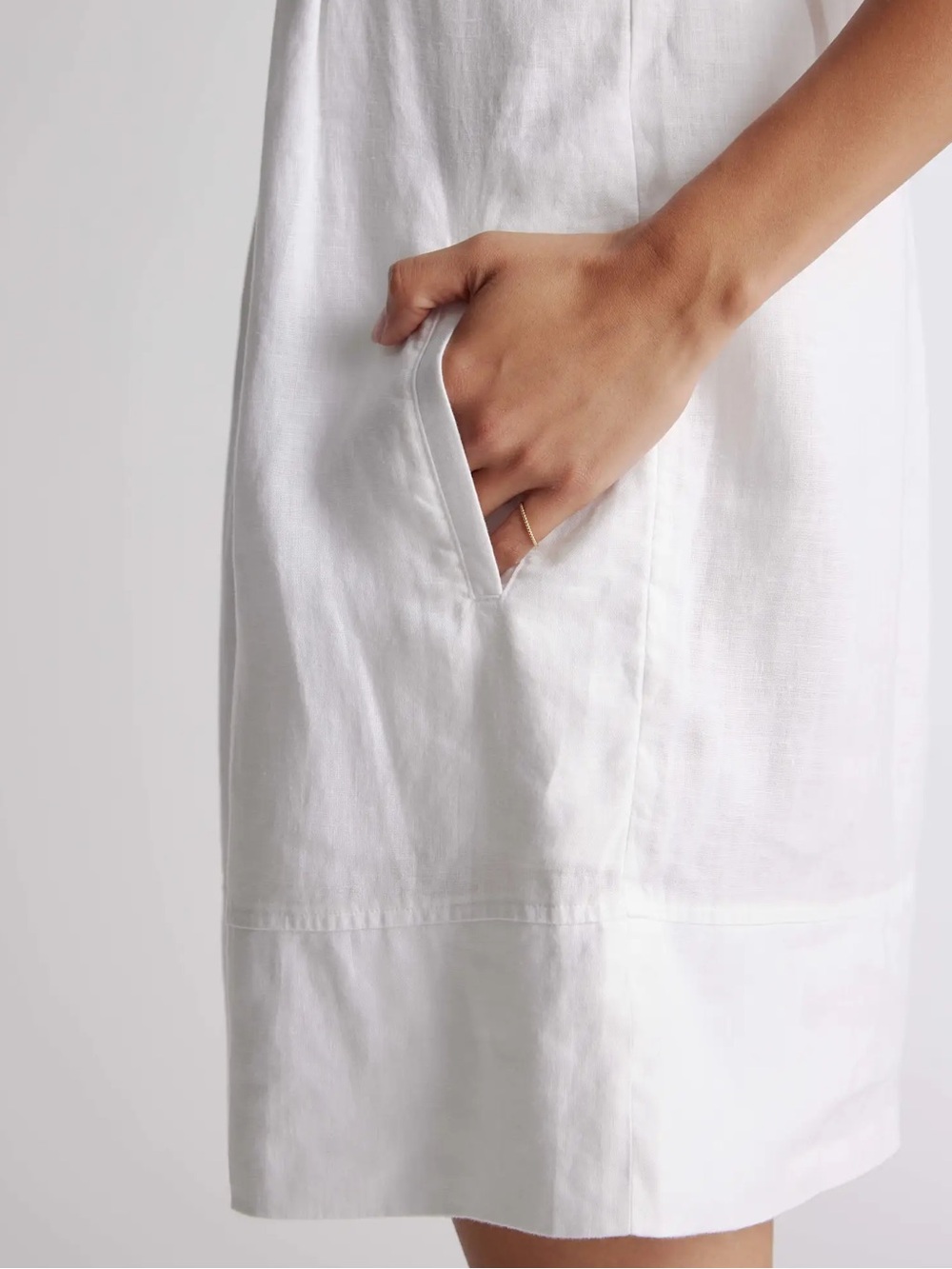 Quince - 100% European Linen Sleeveless Swing Dress in White - Picture 3 of 6